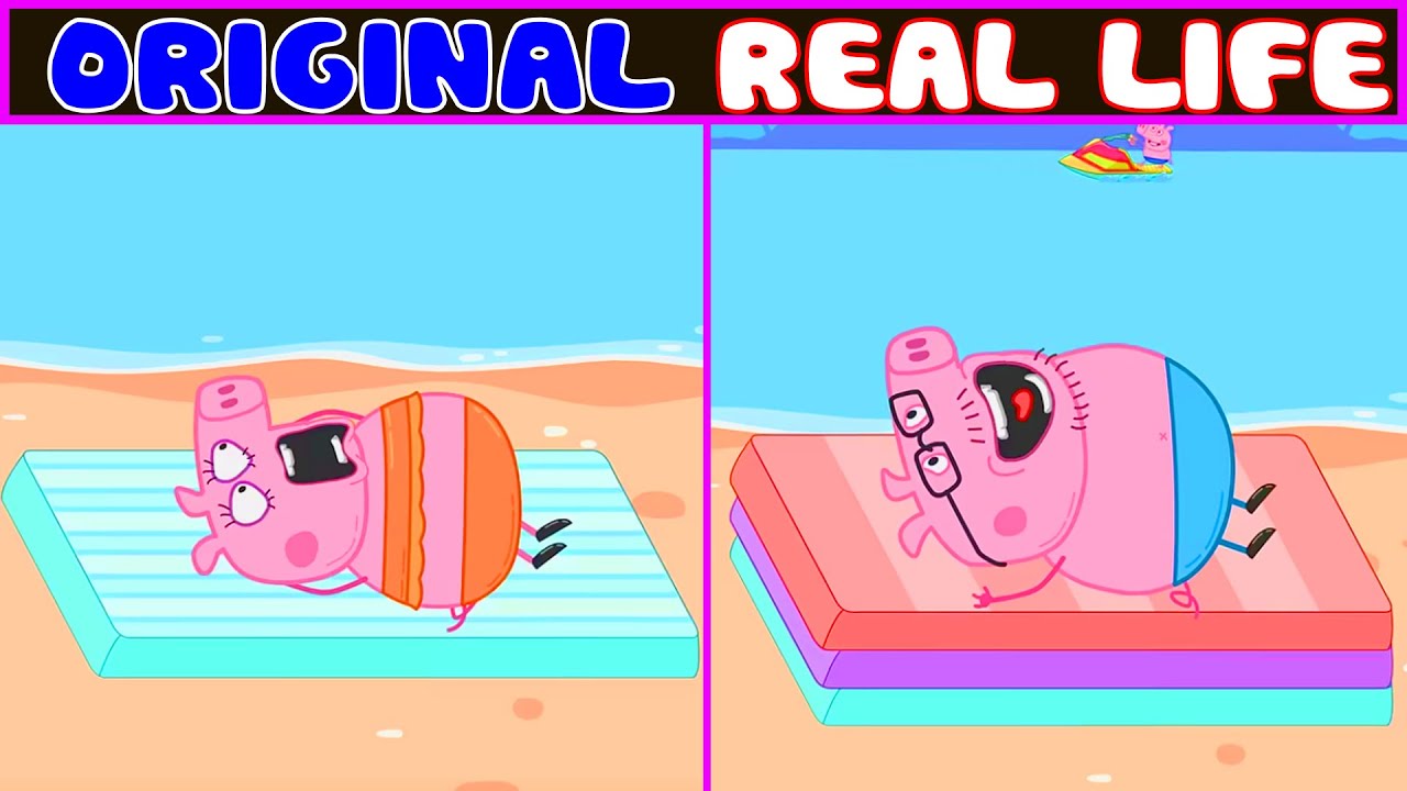Stacked Mattress while Holiday   - Peppa Pig Original vs Real life | Peppa Pig Animation