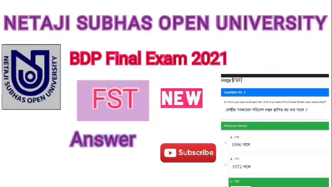 NSOU BDP live FST Final Exam Answer 2021