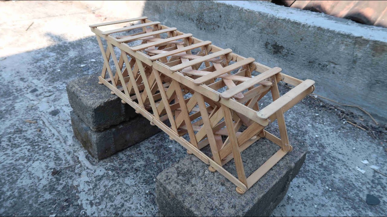 Making the strongest popsicle stick bridge and testing it #164