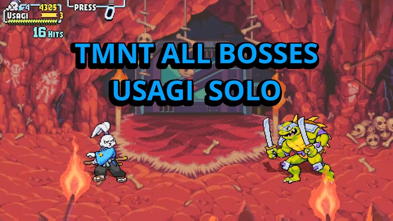 TMNT: Shredder's Revenge | Miyamoto Usagi All Bosses Fight Scenes