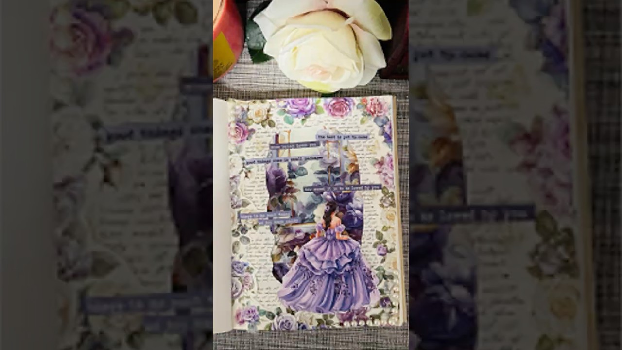 Relaxing Scrapbooking ASMR | Vintage Floral Art Journal with Paper Sounds
