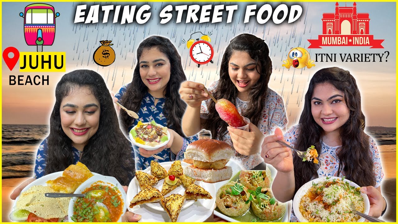 Eating Best Juhu Beach Street food for 24 hours Challenge 😍💰| Mumbai Street Food at Juhu Chowpatty