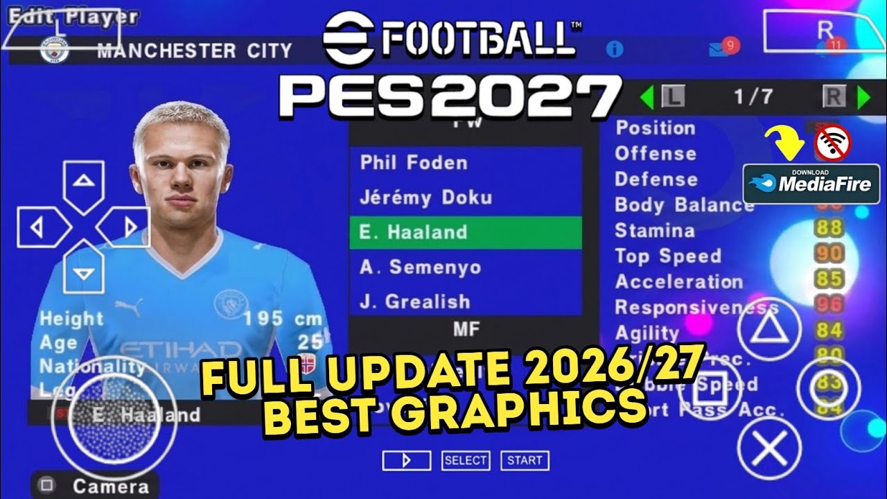 eFootball PES 2027 PPSSPP Android Offline Full Update UCL & League Kits 26/27 Season 4K Graphics