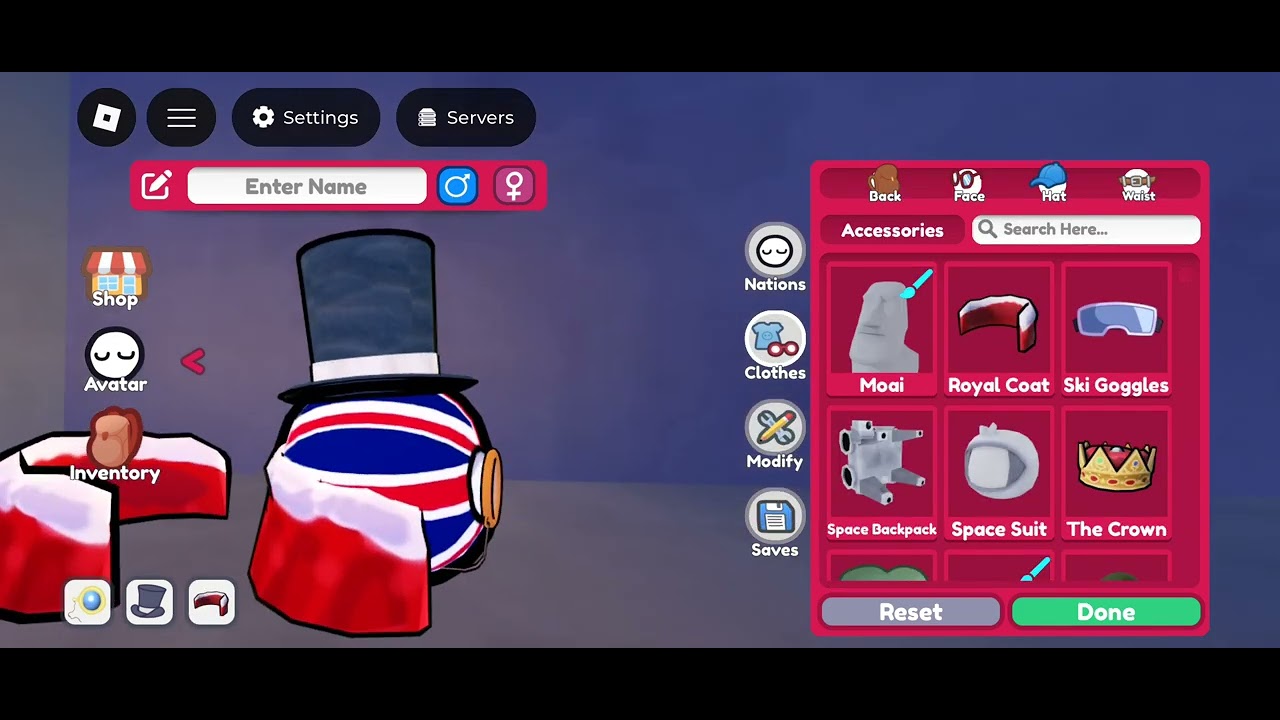 Locations for the crown and royal cape in Countryball world