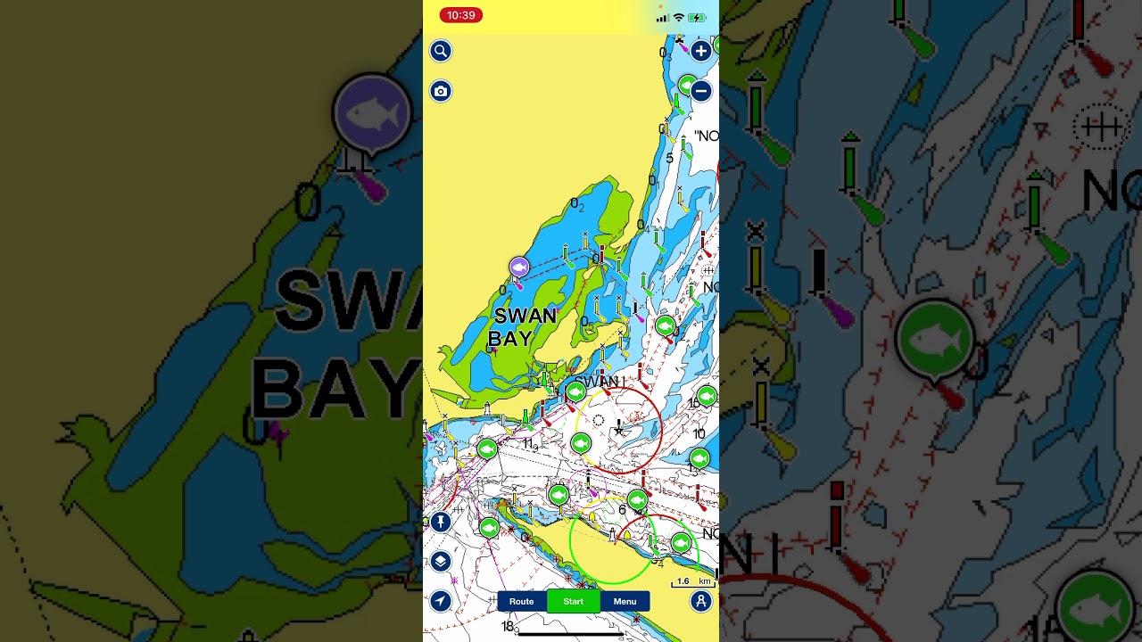 Setting a route on Navionics