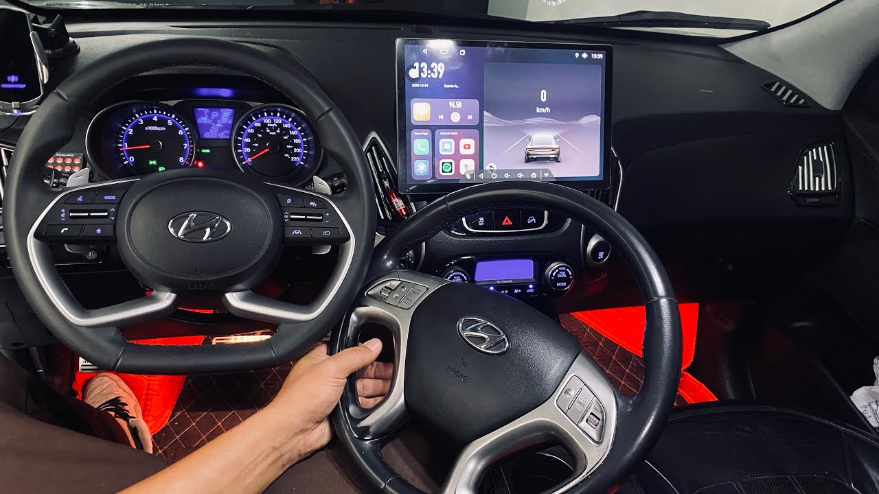 Hyundai Ix35 2011 com volante multifuncional e paddle shift instalados no sistema original 