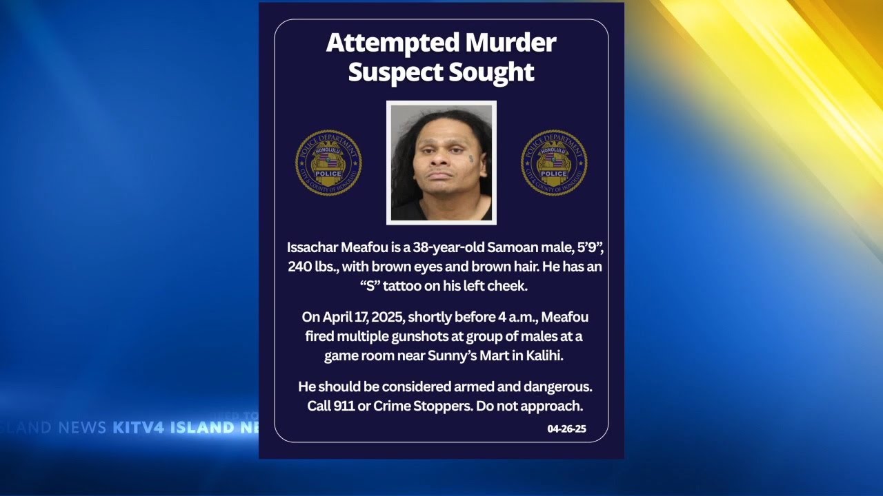 Attempted murder suspect wanted for Kalihi game room shooting