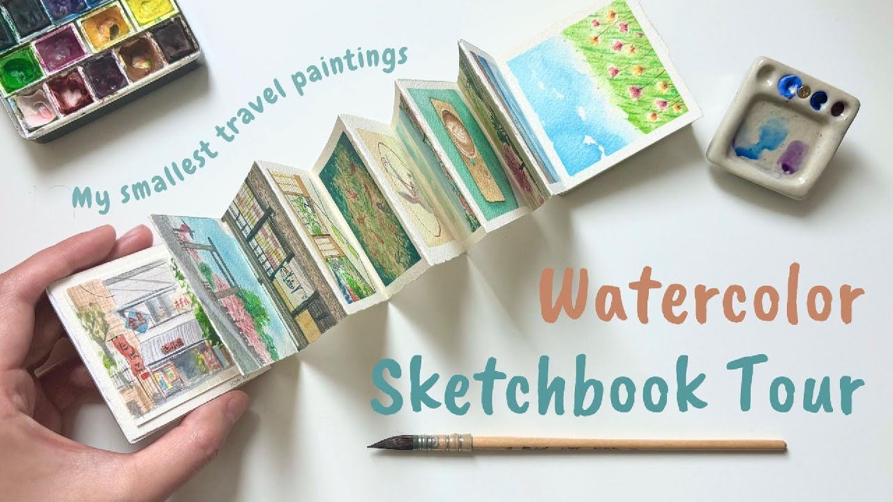 Watercolor Sketchbook Tour ✧ My Smallest Travel Paintings!