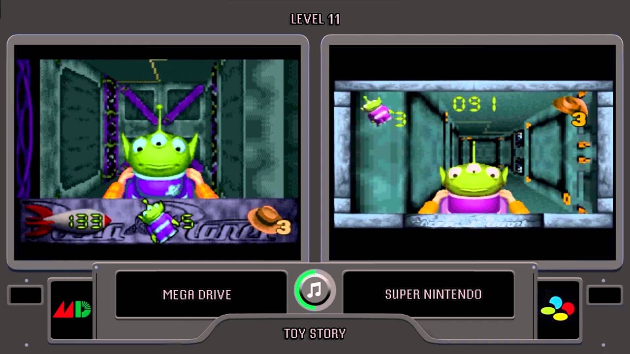 Toy Story (Sega Genesis vs Snes) Side by Side - Comparison