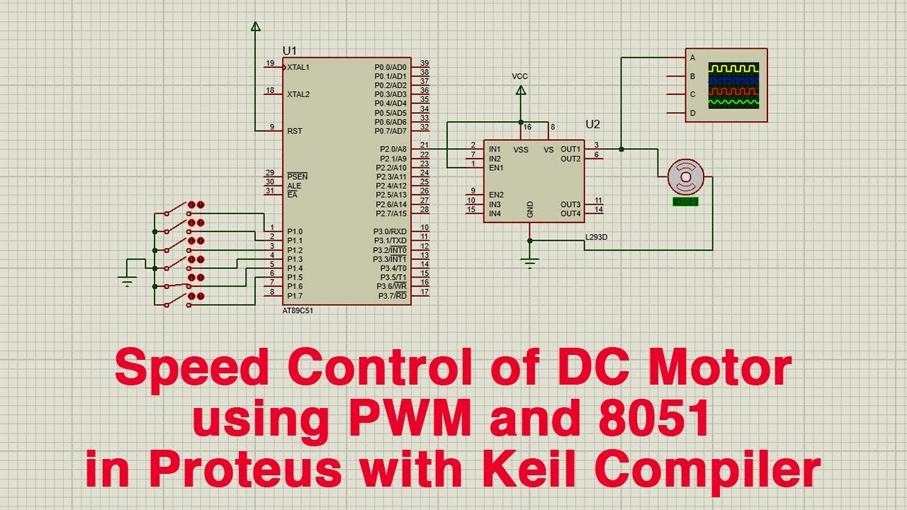 Speed Control of DC Motor using PWM with 8051 MicroController in Proteus and Keil Compiler.