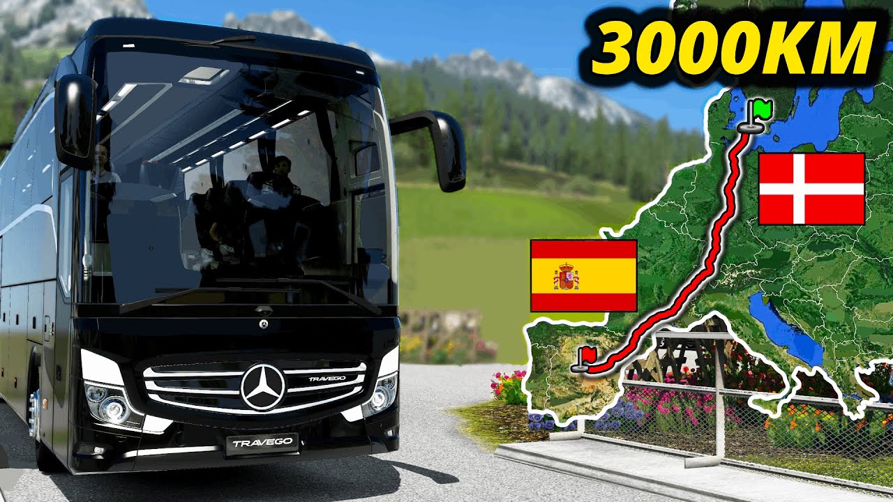 ETS2 Longest Bus Trip (Copenhagen to Madrid) Denmark to Spain | Euro Truck Simulator 2