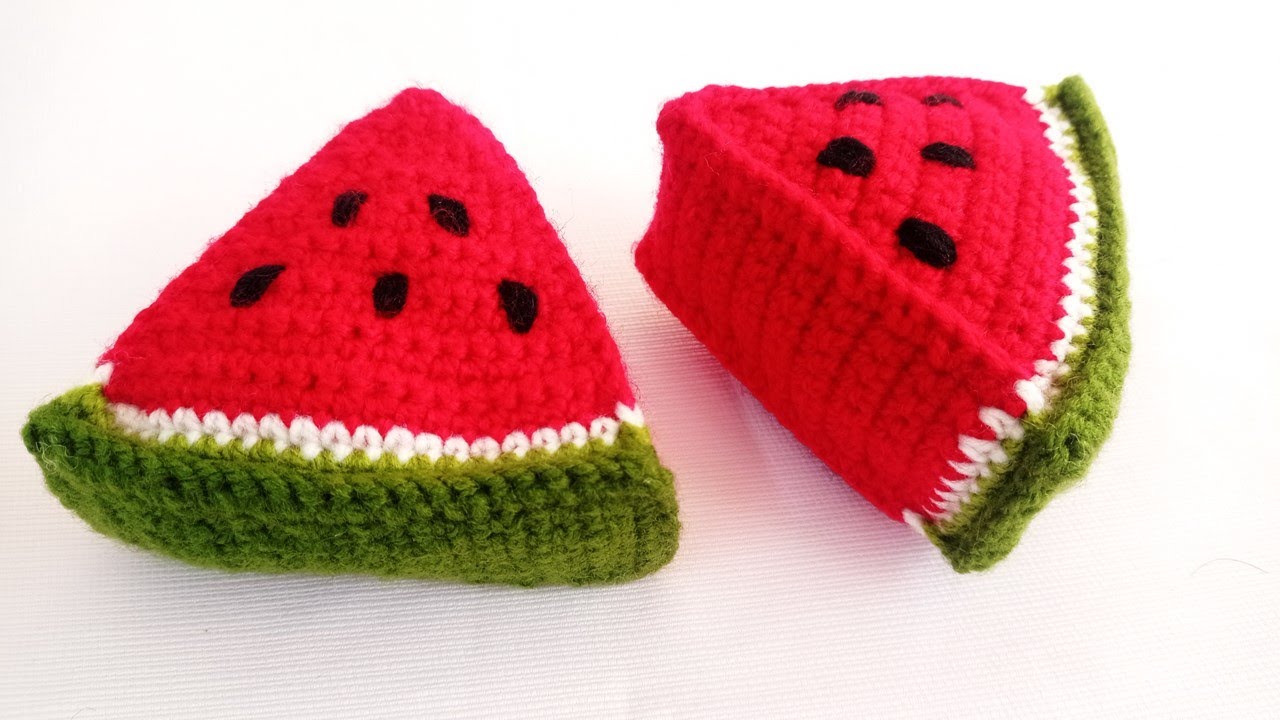 Manualidad N° 61 MINI TAJADA DE SANDIA / Sandias tejidas a crochet / para regalar o para vender