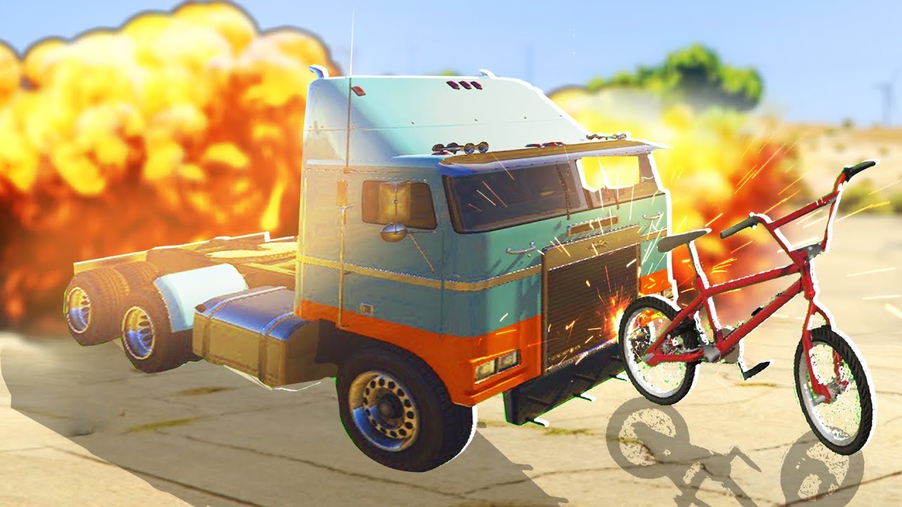 4-Player Bikers VS Truckers - GTA V Online Funny Moments | JeromeACE