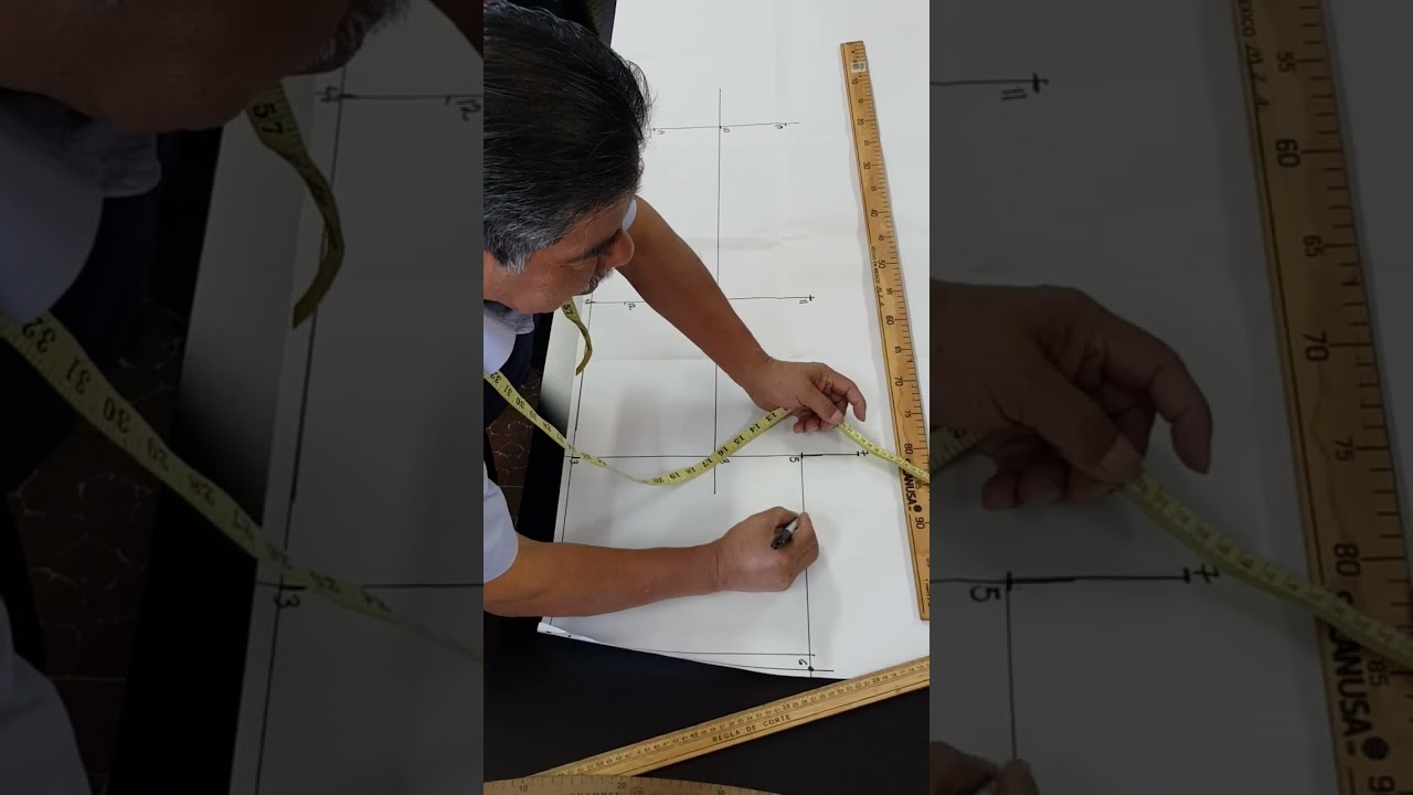 Trazado frontal del pantalón en papel