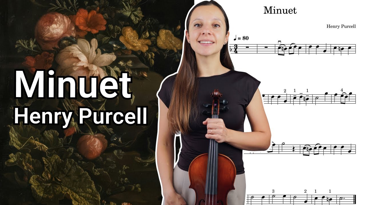 Henry Purcell Minuet | Violin Tutorial with Sheet Music, Animated Fingerboard & Piano Accompaniment