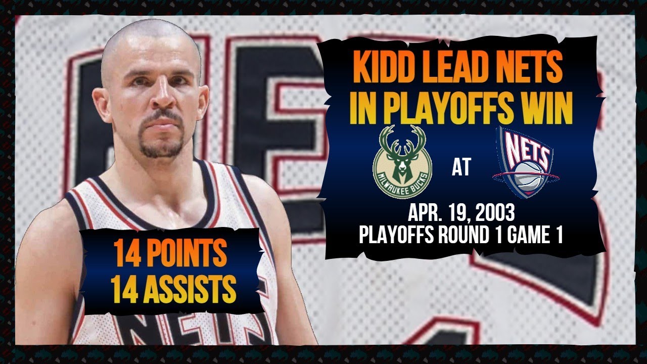 Jason Kidd (14 pts 14 asts) - Bucks at Nets - Playoffs 2003 Round 1 Game 1