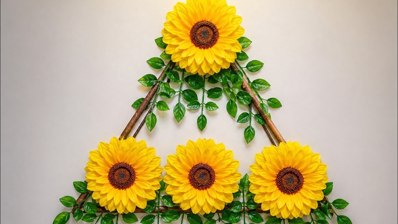 DIY Triangel Sunflower  Wall Decor with Easy Steps🌻🌻🌻🌻