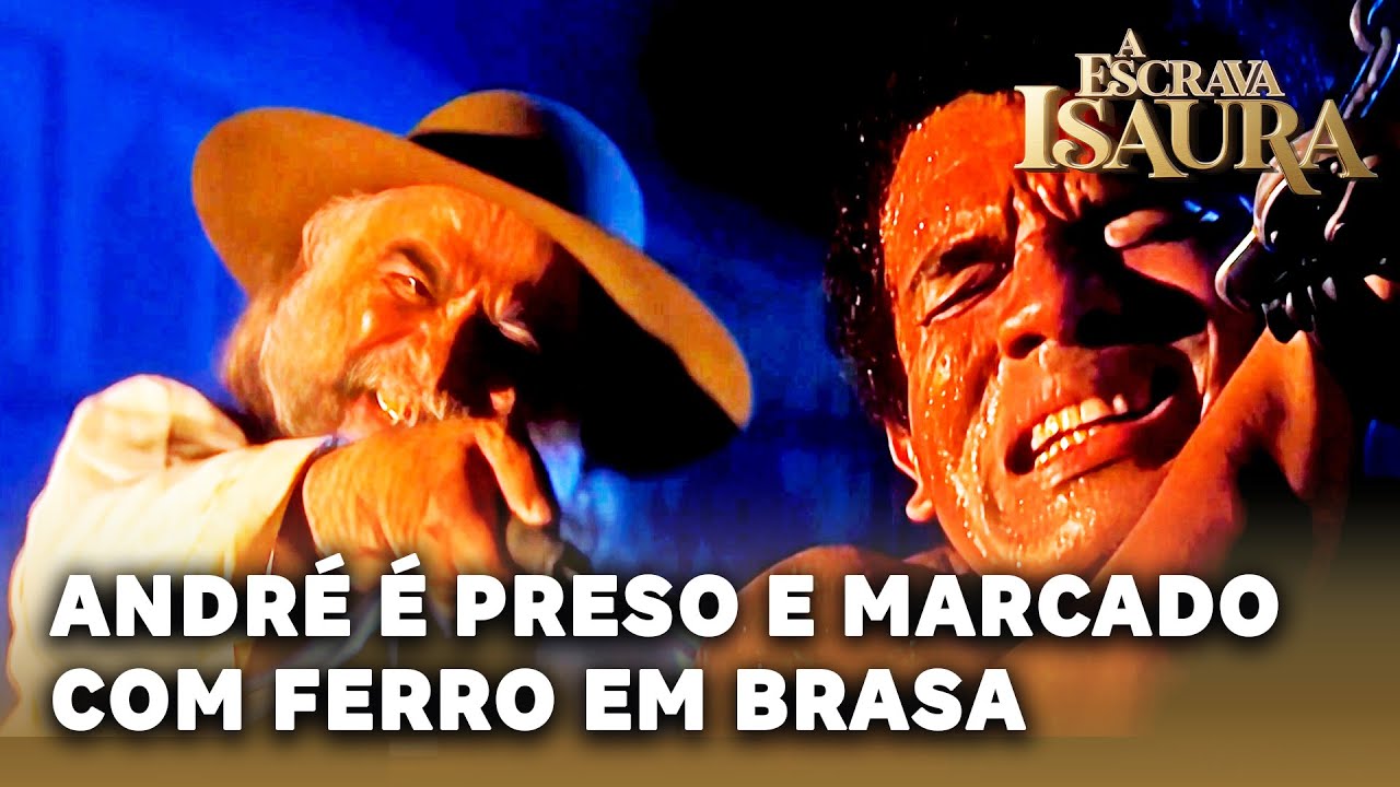 A ESCRAVA ISAURA: André é preso ao tronco e Leôncio manda que seja marcado com ferro em brasa