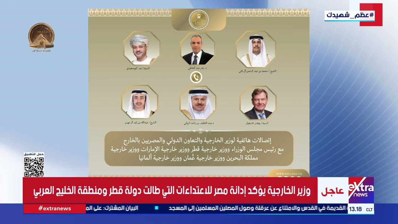 مباحثات بين وزير الخارجية ونظرائه في قطر والإمارات والبحرين وعمان وألمانيا بشأن التصعيد في المنطقة