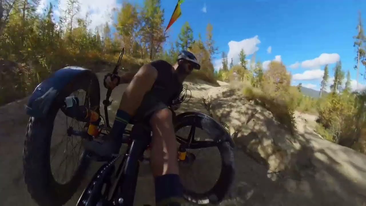 Kimberley Trails Magic Line 3 top to bottom on AZUB Ti-Fly X trike adaptive trail riding