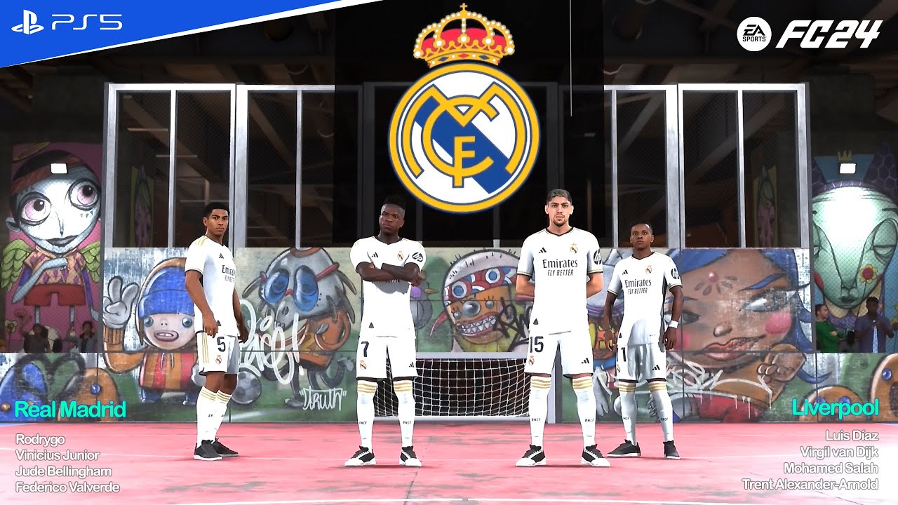 FIFA 24: Real Madrid vs Liverpool | Vini Jr, Rodrygo, Bellingham vs Salah | Volta Football | PS5
