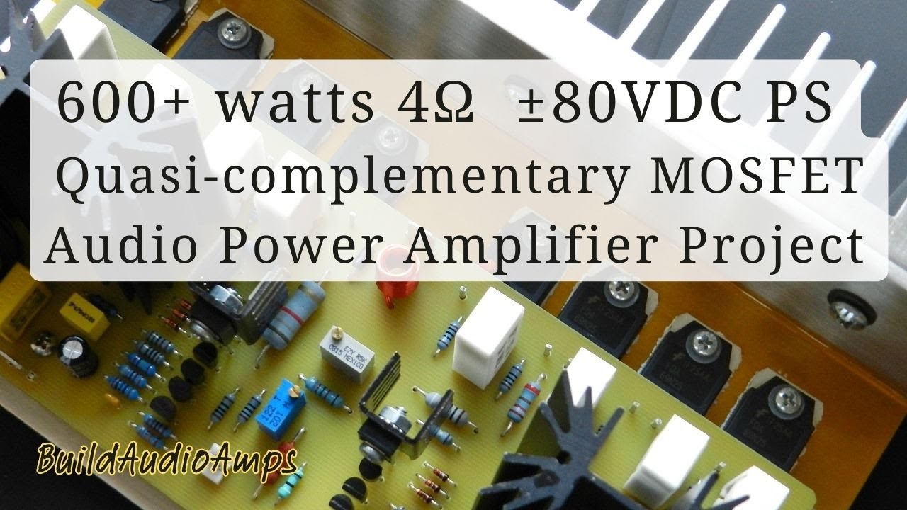 600+ watts 4&Omega;│300+ watts 8&Omega; CFA-based quasi-complementary MOSFET power output stage.
