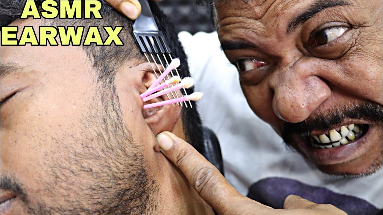 ASMR Ear Massage & Ear Cleaning by Asim Barber | Head & Ear Massage with Comb | Hair & Neck Cracking