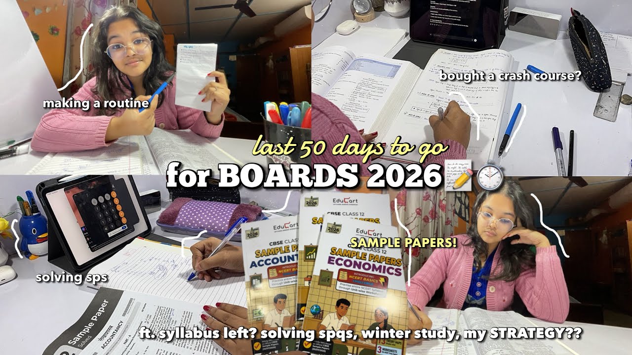 last 50 days for BOARDS 2026😭📝 12 hour study vlog, winter study, syllabus update, best sample papers