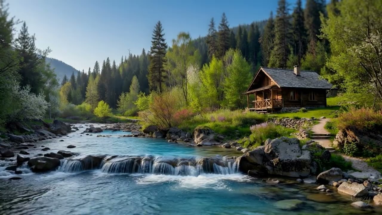 Cascading Bliss Cabin | Whispering River ASMR