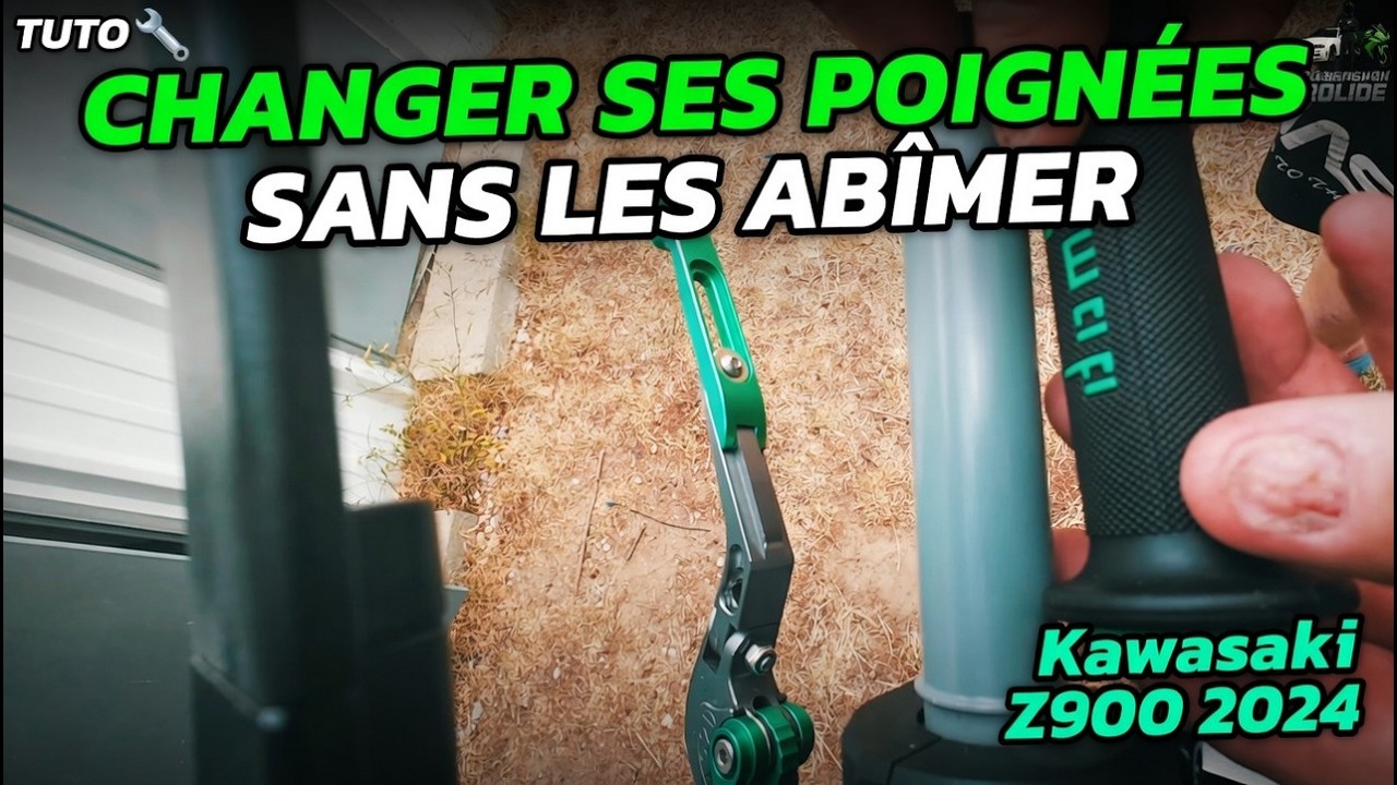 🔧 TUTO : Changer ses Poign&eacute;es de Guidon sans les Ab&icirc;mer (Kawasaki Z900 2024) 🏍️💚