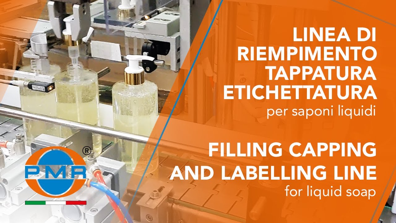 LINEA RIEMPIMENTO TAPPATURA ETICHETTATURA PER SAPONI LIQUIDI