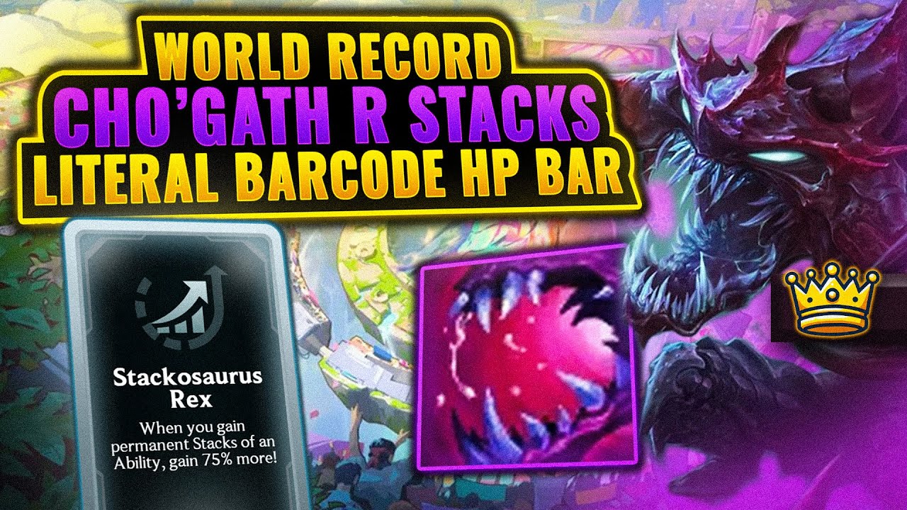 Not a World Record 87 Stacks: HP Bar Disappearing - Stackosaurus Cho'Gath  | League Arena Gameplay