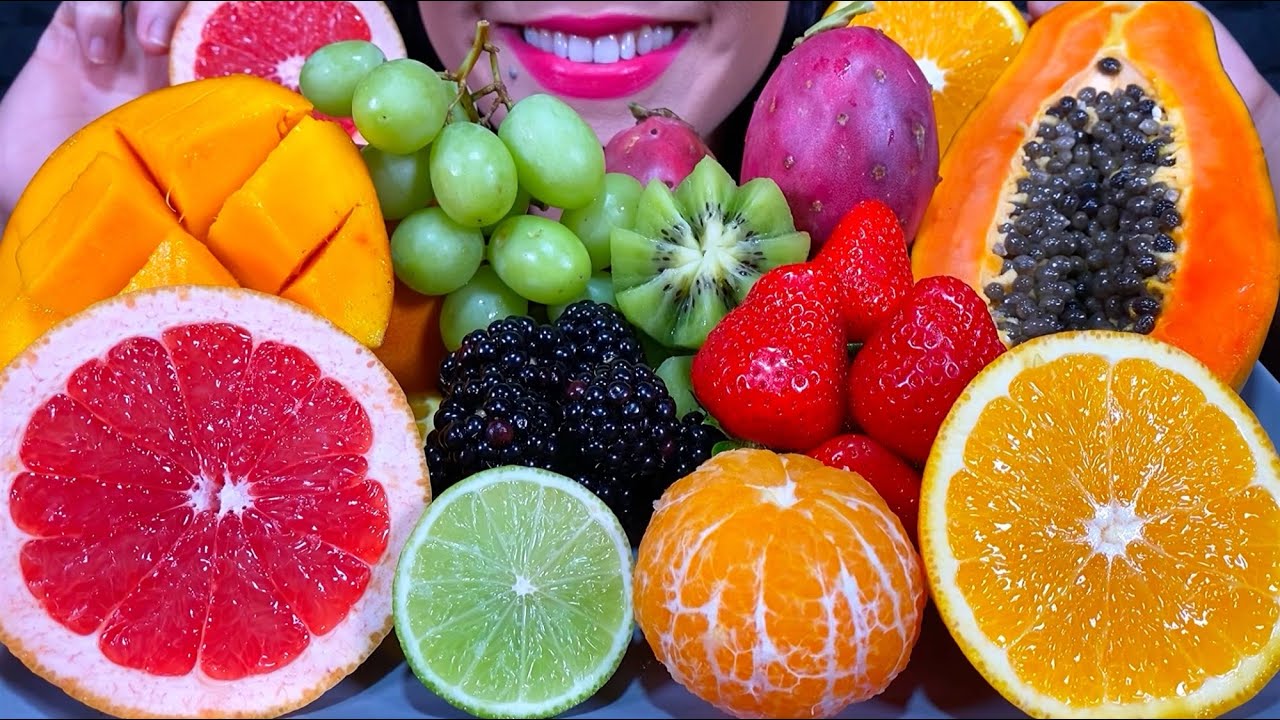 ASMR FRESH FRUIT PLATTER *MAKAN BUAH SEGAR* ताजे फल खाएं MUKBANG MASSIVE Eating Sounds