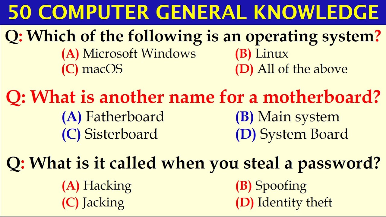 50 Computer Fundamental MCQ | Computer Fundamental MCQ Questions With Answers | Computer Quiz