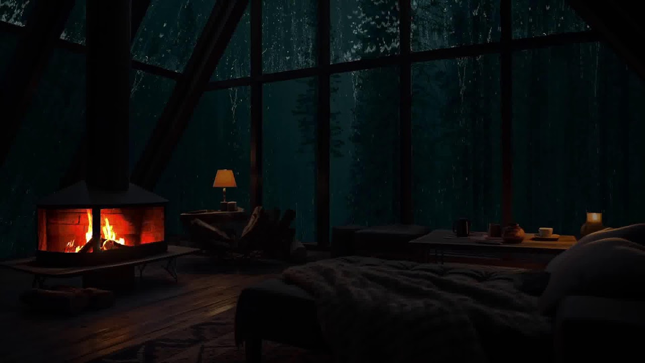 Wrapped in silence as rain falls gently around a hidden cabin deep in the forest