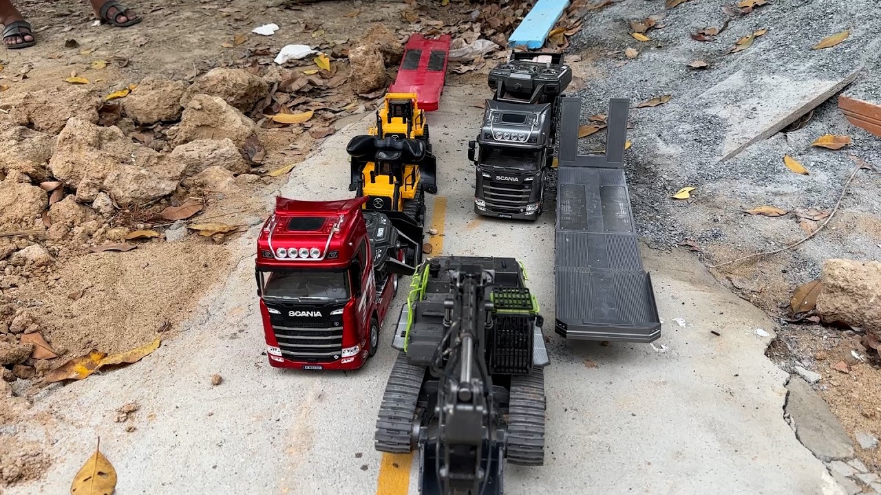 Good Action Truk Scania Remote Control Huina 1501 Muatan Excavator Besar Huina 1593