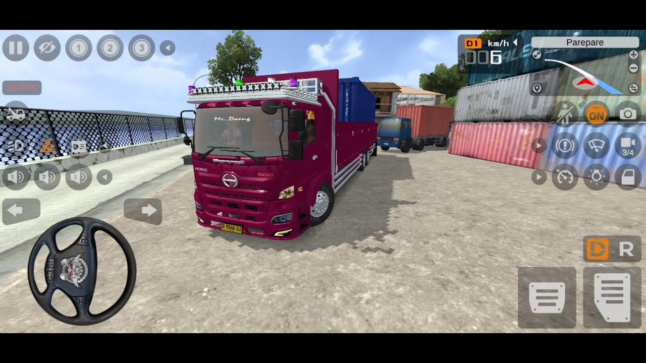 PERMAINAN TRUK HINO TRIWAY MENGANGKUT PETI KEMAS DI DEKAT PELABUHAN - GAME BUS SIMULATOR INDONESIA