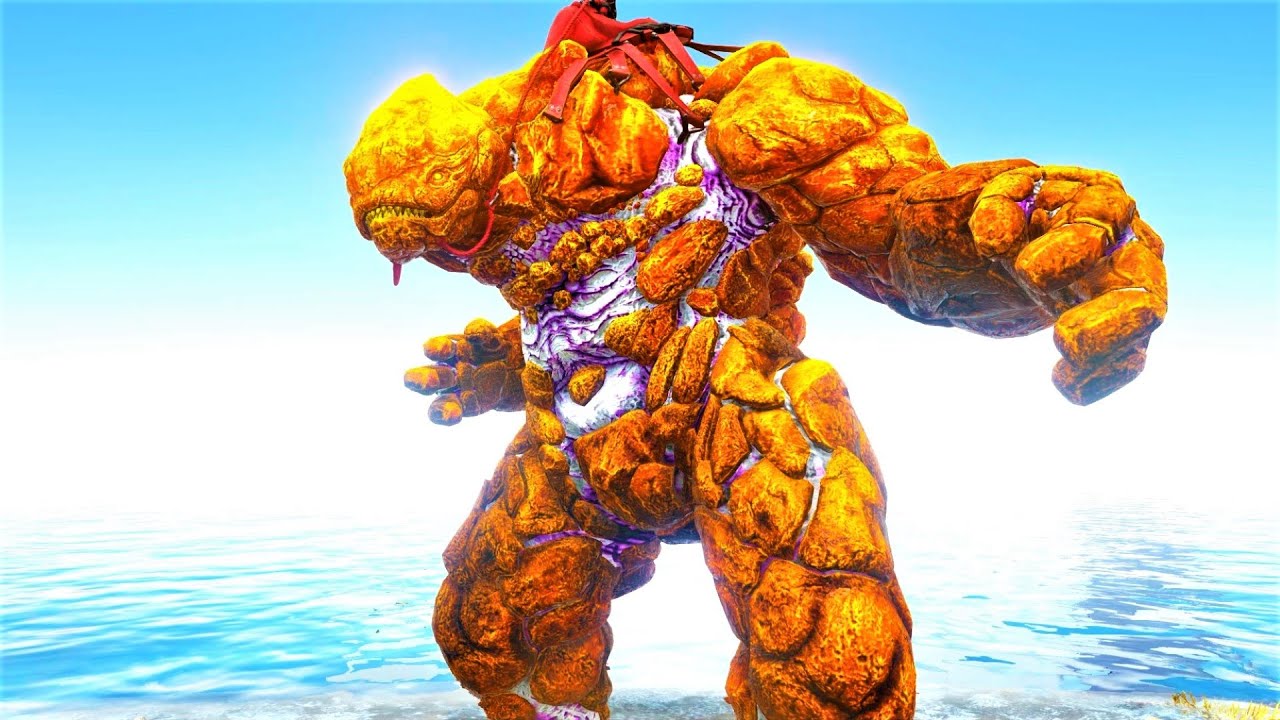 Unstoppable GOLDEN ROCK GOLEM !!! ARK Survival Evolved Pugnacia Dinos ARK MODDED E14