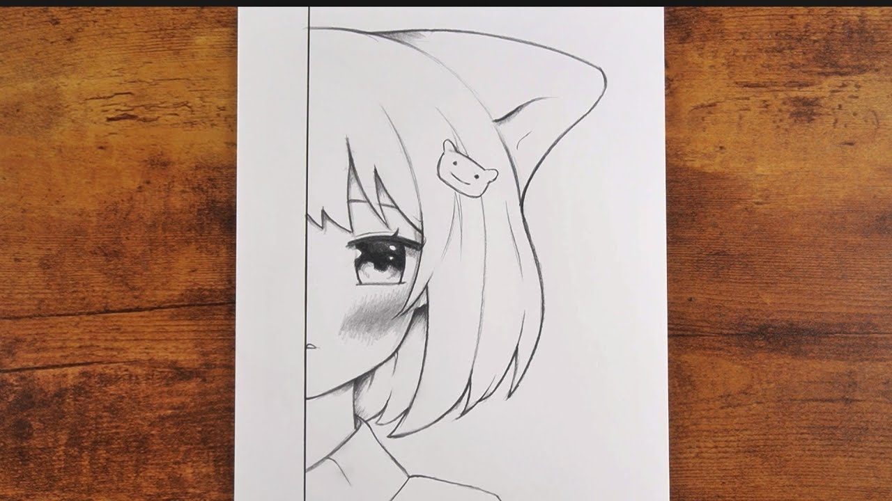 EASY Anime Girl with Cat Ears Drawing Tutorial 