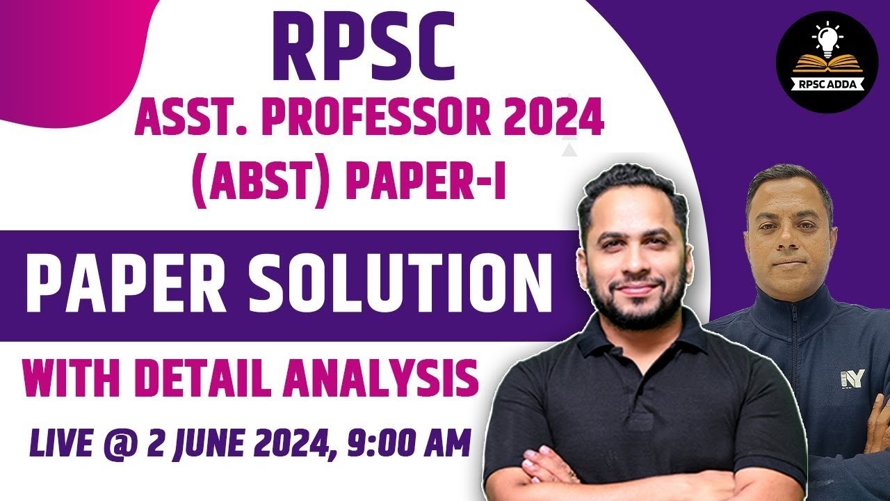 Rpsc Assistant Professor ABST Paper-1 | Paper Solution With Detail Analysis | Rpsc Asst Professor