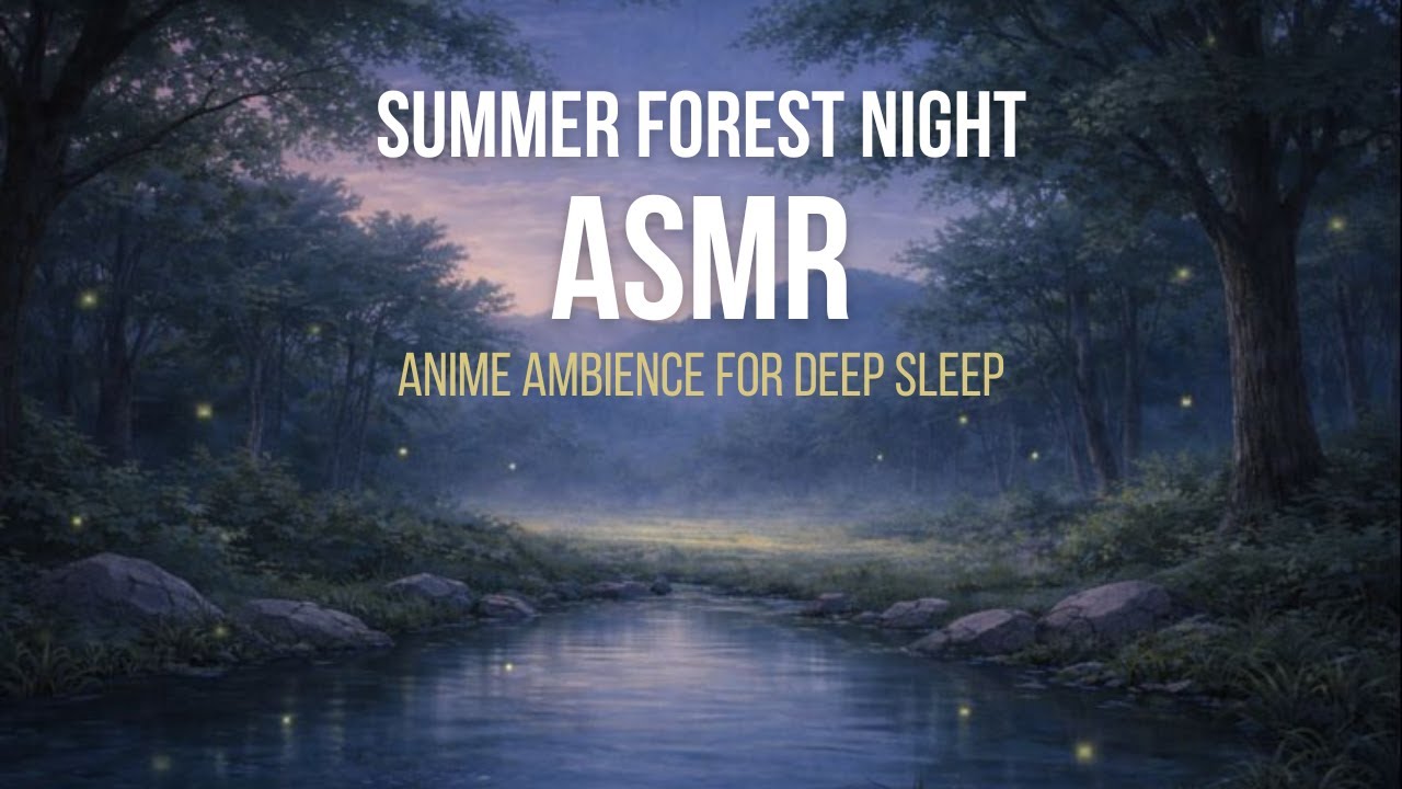 Summer Forest Night ASMR 🌿 Anime Ambience for Deep Sleep | No Talking