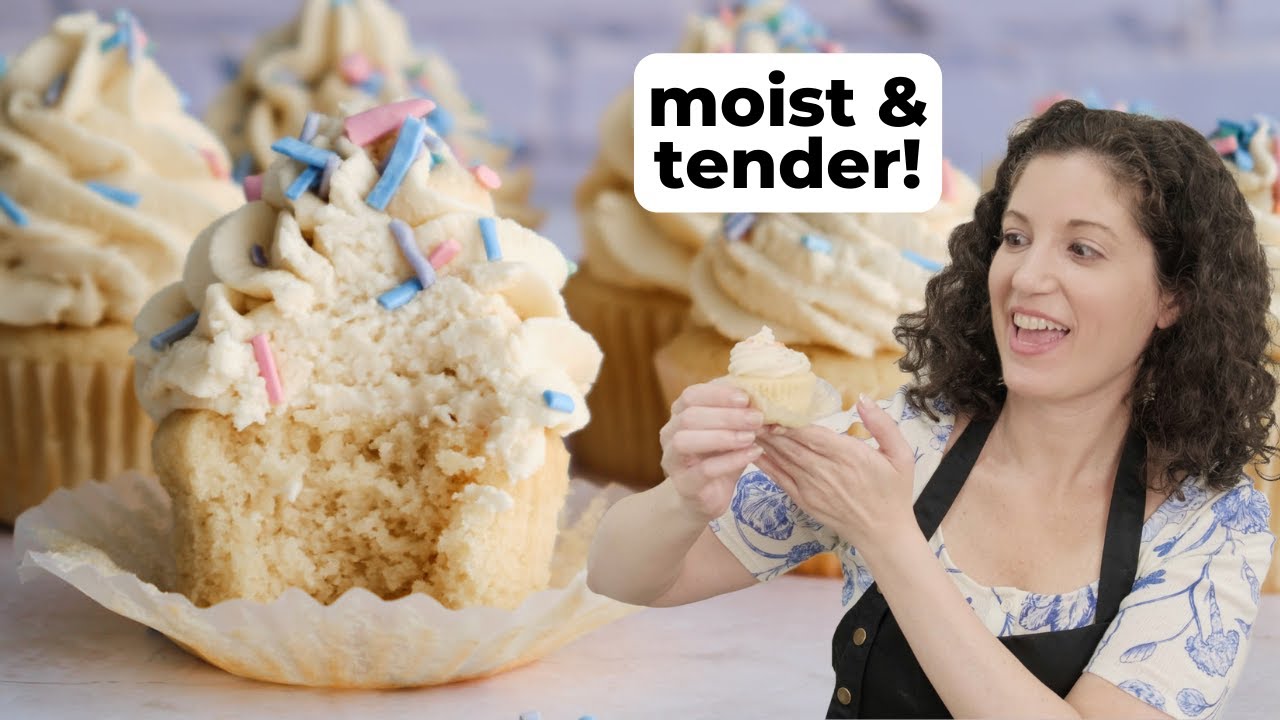 Vegan Vanilla Cupcakes (Moist & Tender!) #veganrecipes #veganbaking