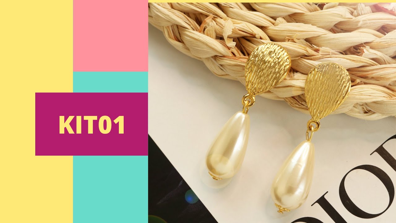 Curso de Bijuterias para Iniciantes (KIT01) - Passo a Passo Como Fazer Brinco Básico de Pérola