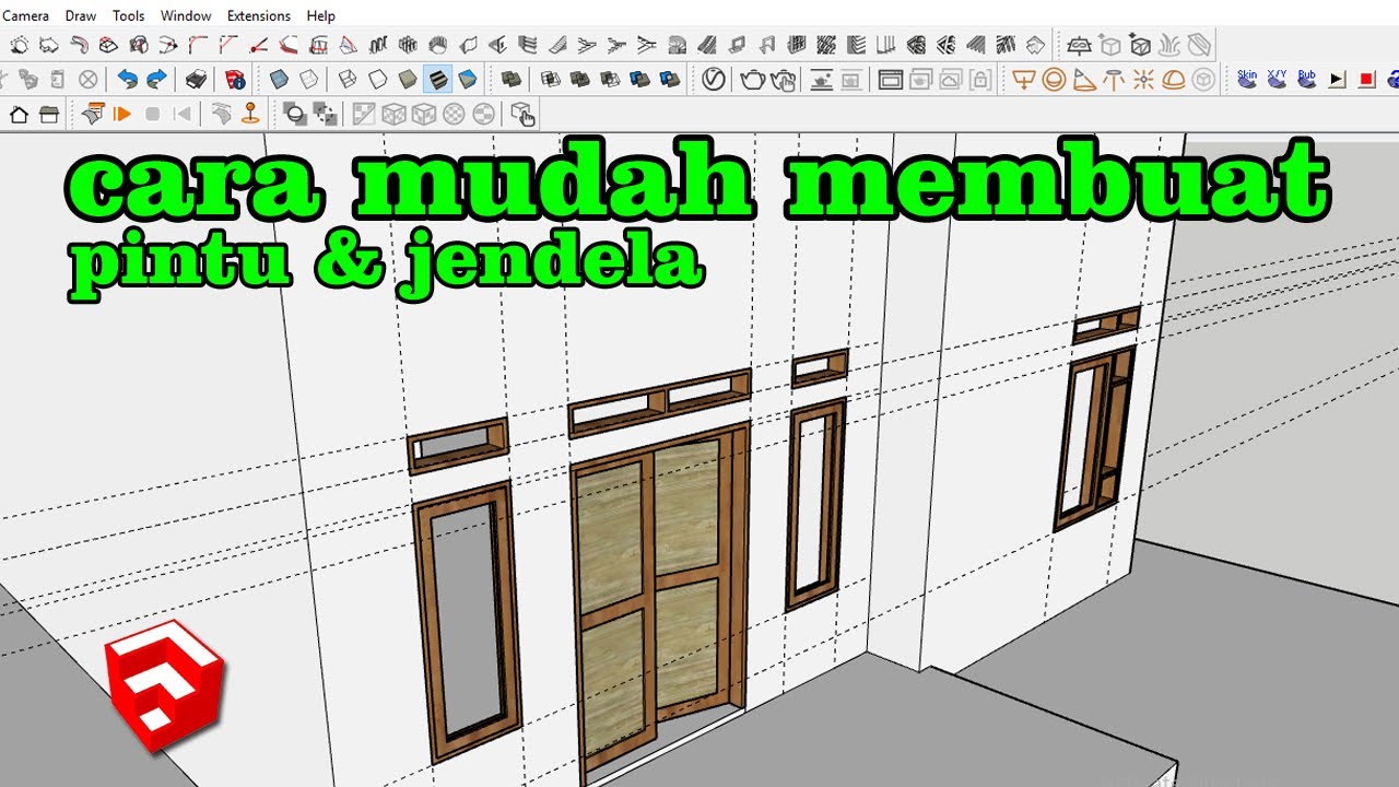 cara membuat pintu dan jendela di sketchup