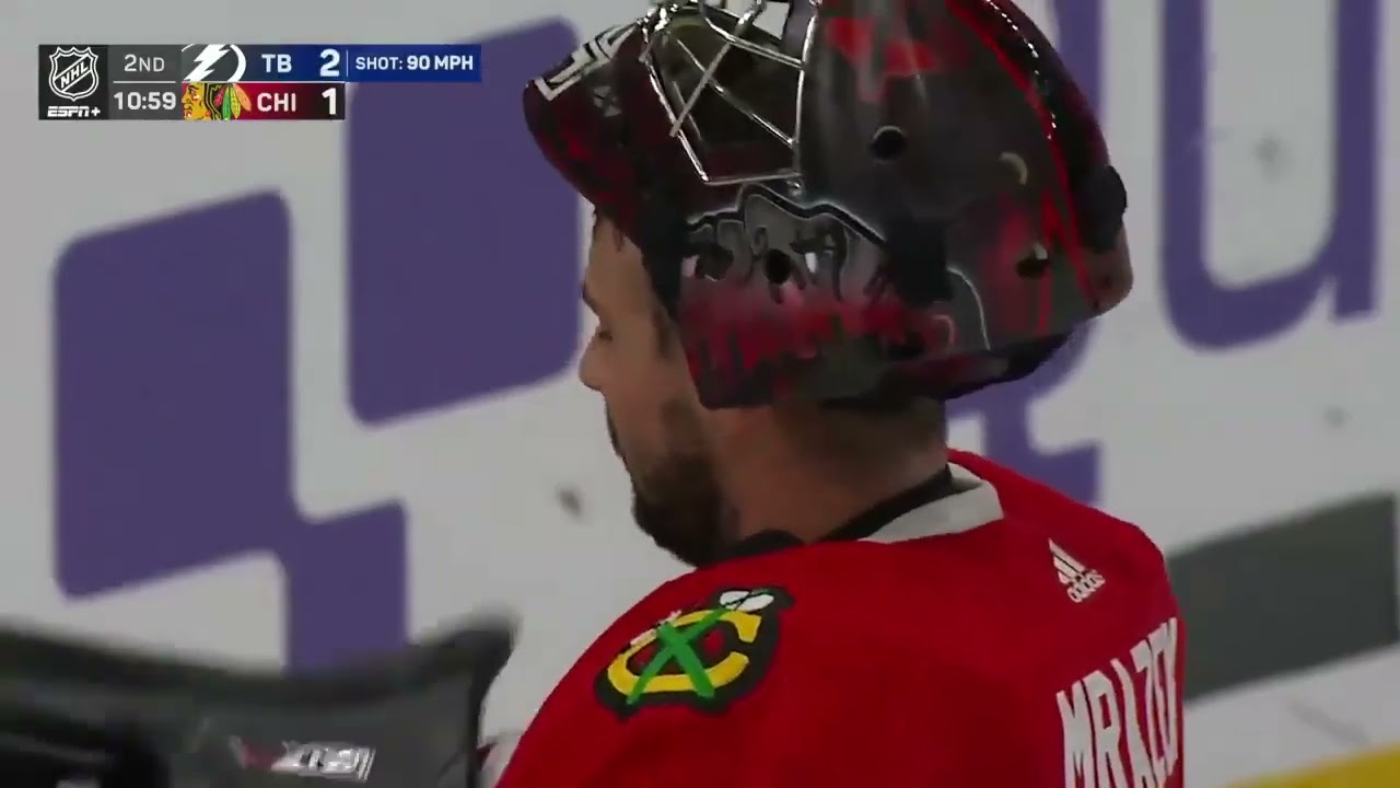 Mikhail Sergachev's goal vs Blackhawks, his first of the season (16 nov 2023)