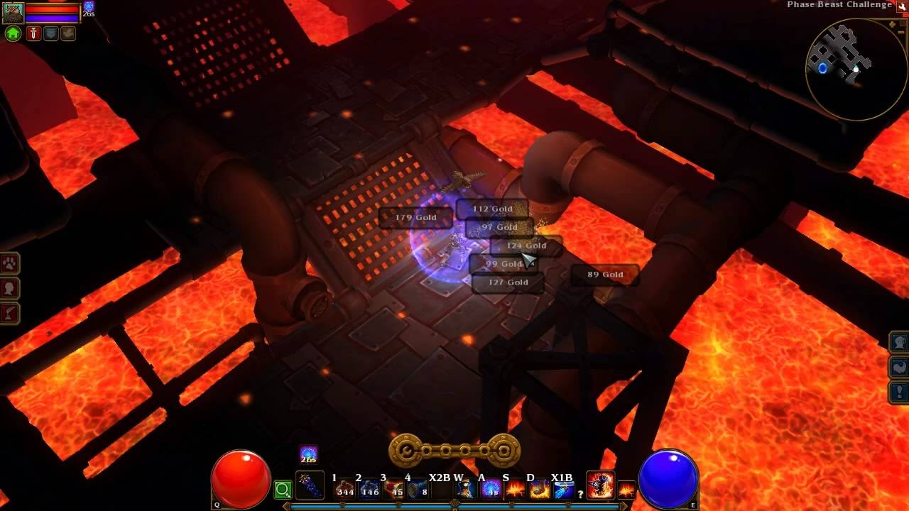 Torchlight 2 Skull/Unique/Gold Farming: Avoid the Lava - Phase Beast Challenge