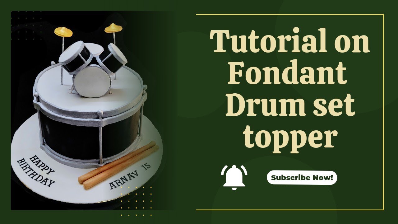Drum set Fondant topper | How to make edible drum set topper | Drum set topper for cakes | Ep:125
