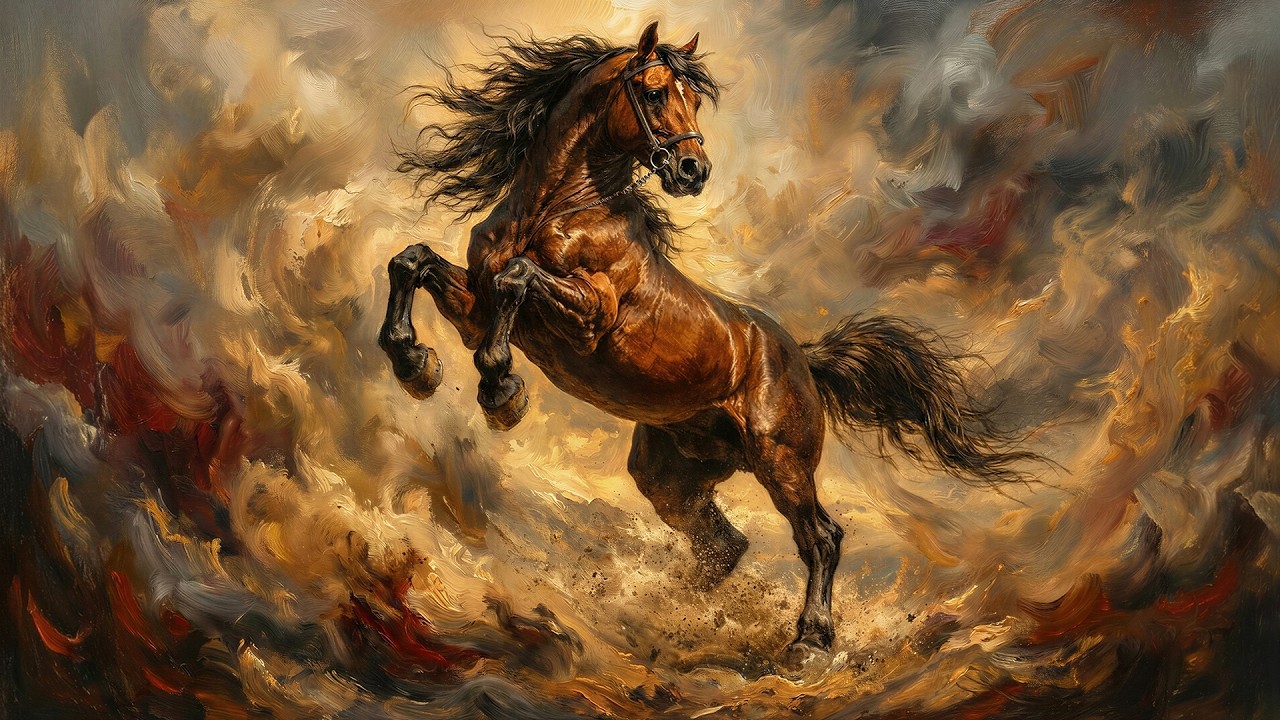 Unbridled Power: Majestic Brown Horse | Frame TV Art Screensaver 4K Ultra HD (Single Art)