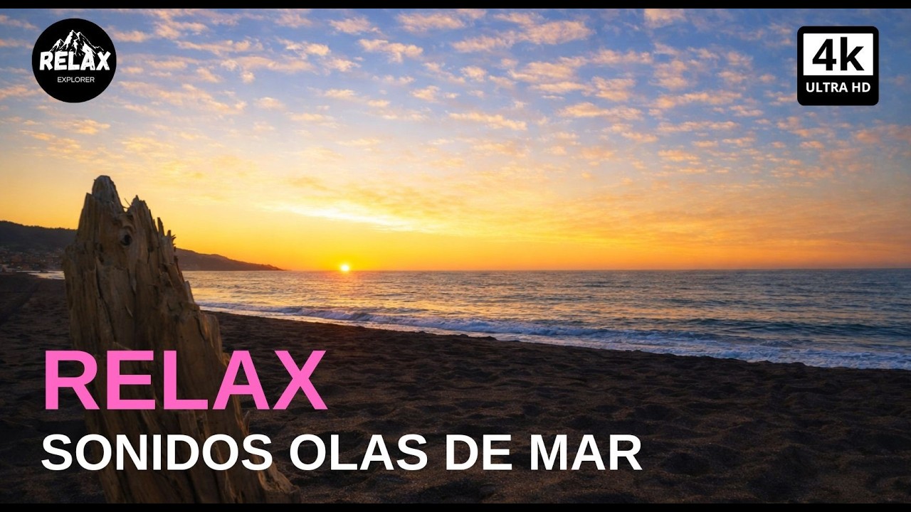 Playa sunset atardecer 4k para relajarse con olas de mar sonidos de mar oleaje