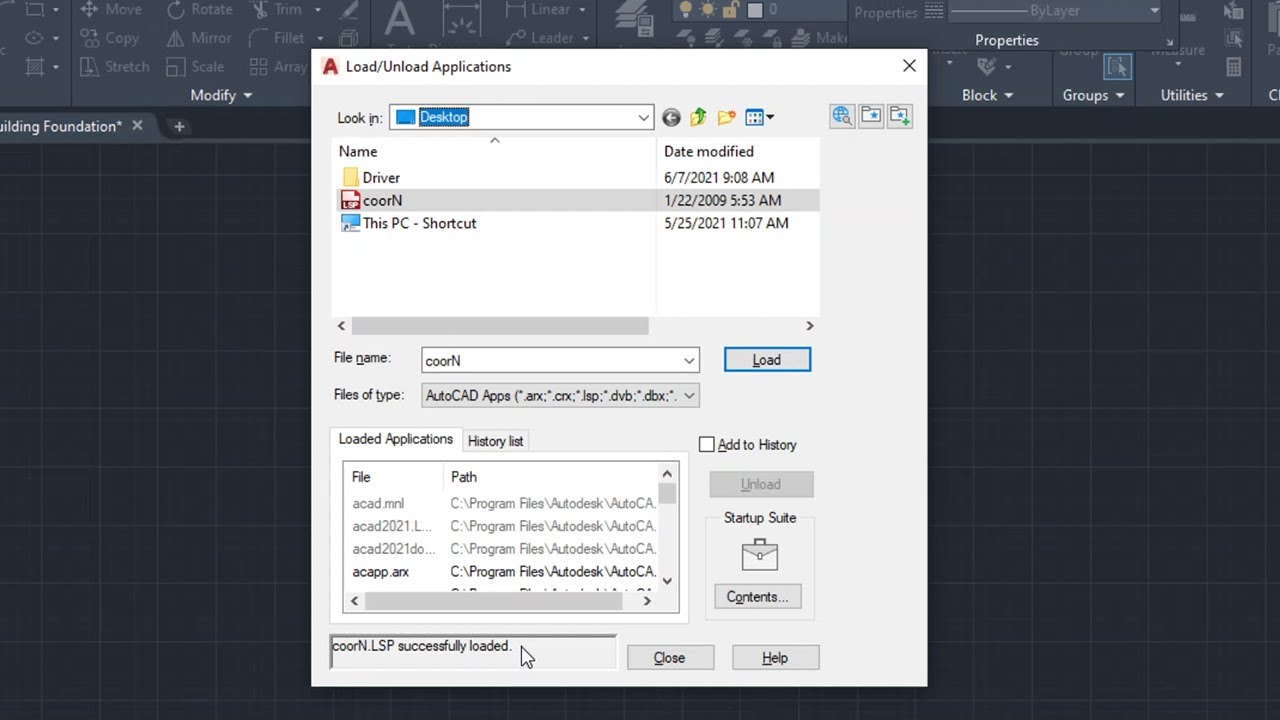 how to use lisp coorn in AutoCAD
